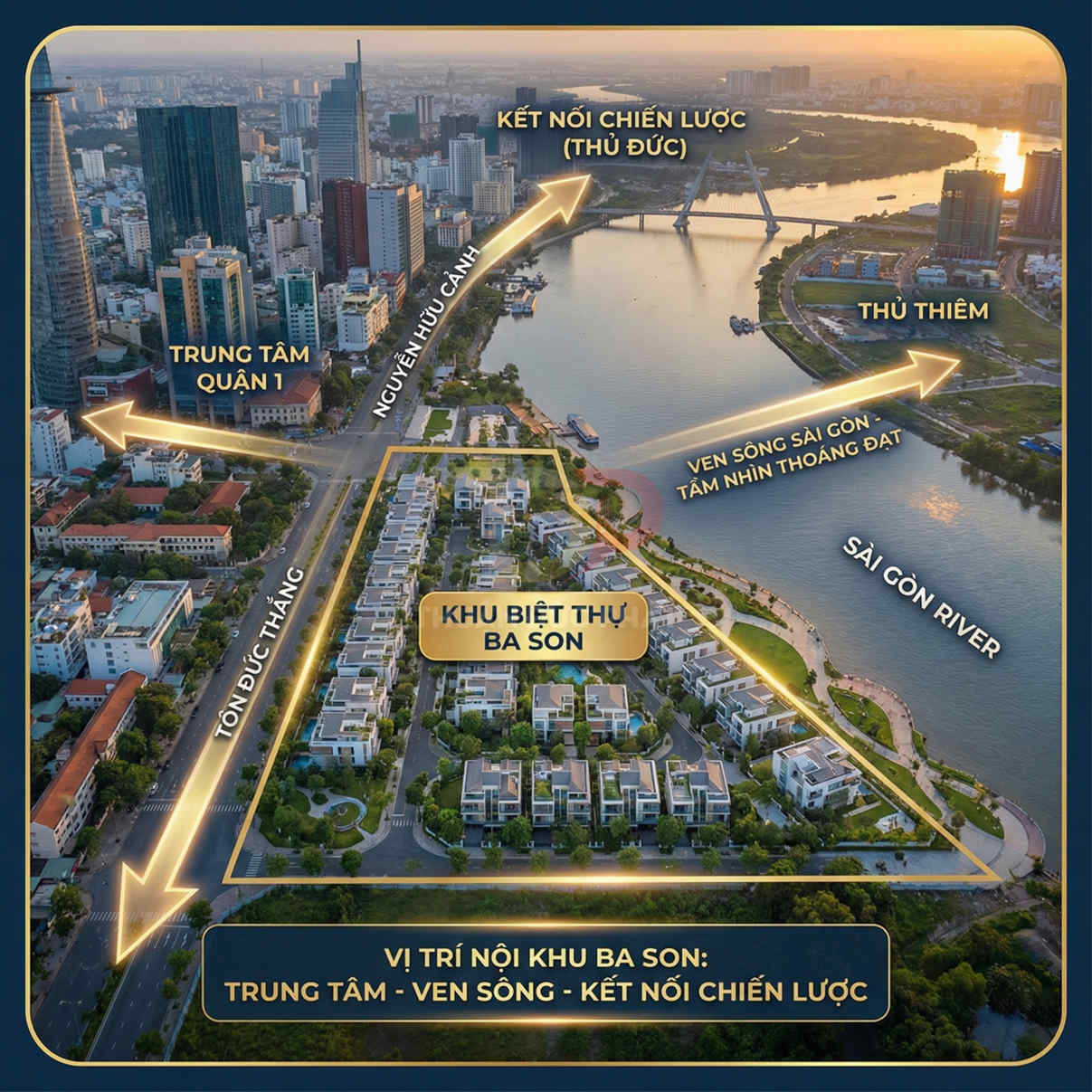 Khu biệt thự Ba Son ven sông Sài Gòn, vị trí trung tâm quận 1 kết nối Thủ Đức và Thủ Thiêm