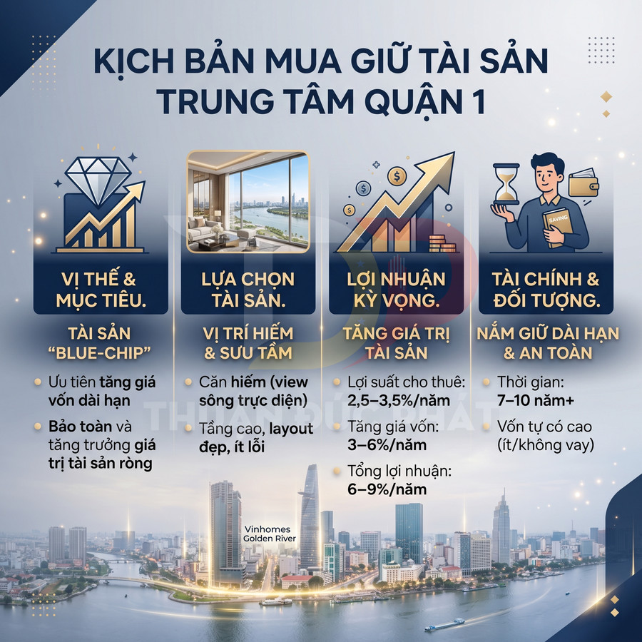 Infographic bất động sản Vinhomes Golden River quận 1, phân tích kịch bản mua giữ tài sản trung tâm