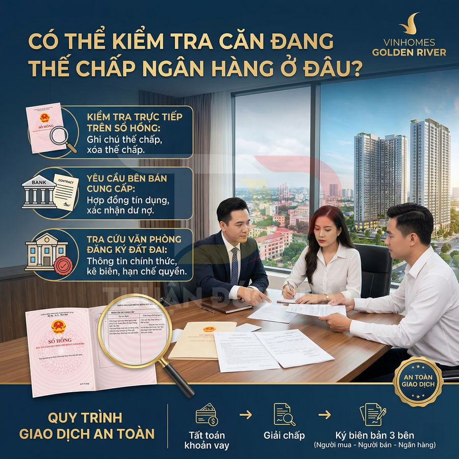 Tư vấn kiểm tra căn hộ đang thế chấp ngân hàng và quy trình giao dịch an toàn tại Vinhomes Golden River