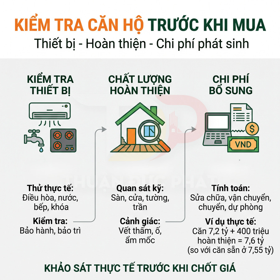 Hướng dẫn kiểm tra thiết bị, chất lượng hoàn thiện và chi phí phát sinh khi mua căn hộ】【：】【“】【