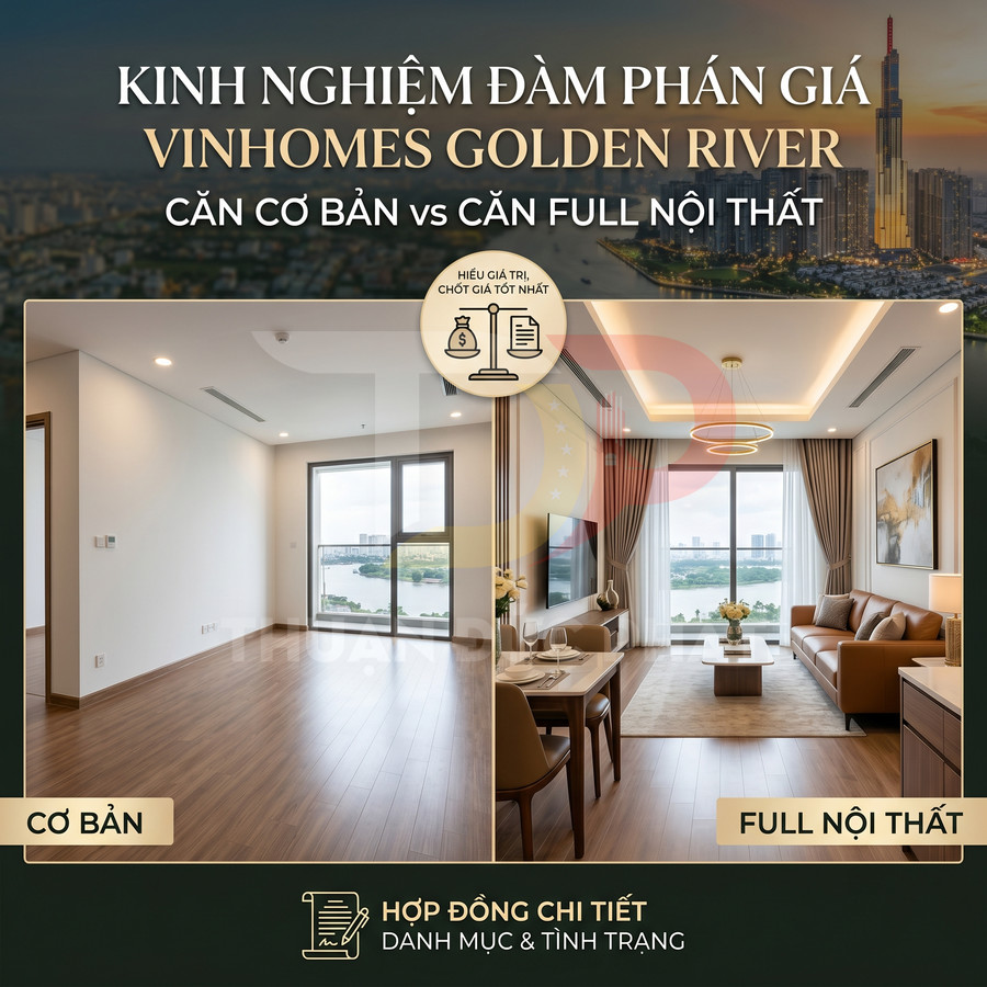 So sánh căn hộ Vinhomes Golden River bàn giao cơ bản và căn full nội thất cao cấp nhìn ra sông