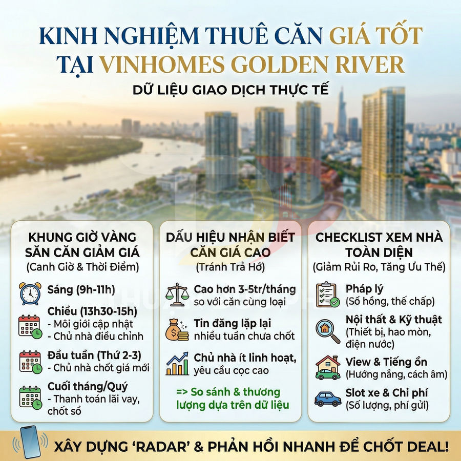 Kinh nghiệm thuê căn hộ giá tốt tại Vinhomes Golden River với khung giờ vàng và checklist xem nhà chi tiết