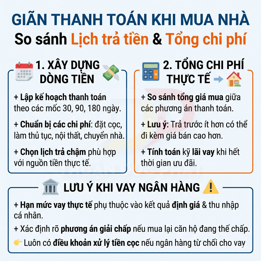 Hướng dẫn lập lịch thanh toán, tính tổng chi phí mua nhà và lưu ý khi vay ngân hàng