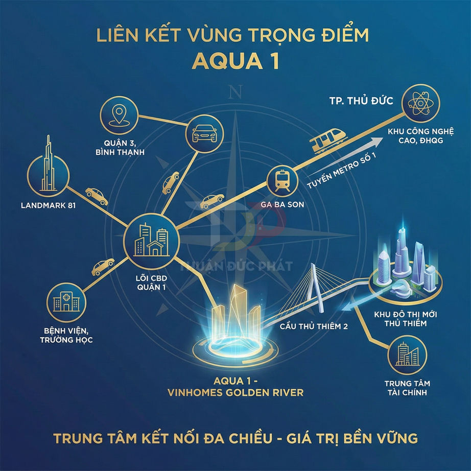 Sơ đồ liên kết vùng dự án căn hộ Aqua 1 Vinhomes Golden River tại trung tâm TP HCM