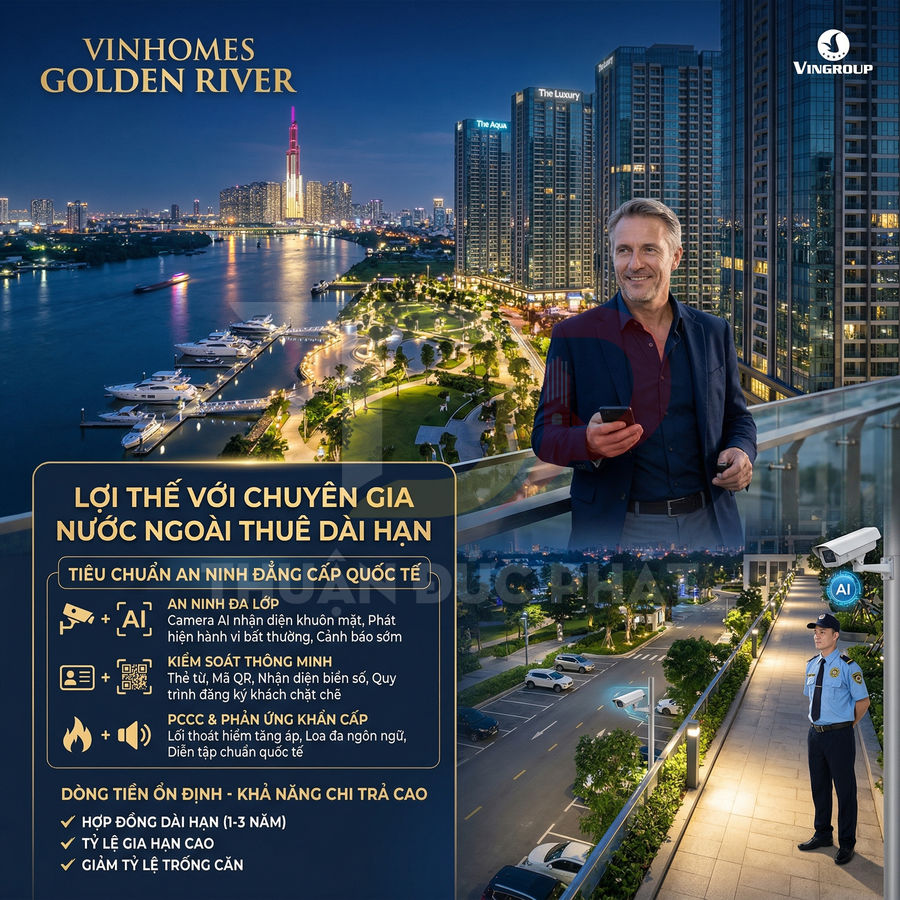 Quảng cáo Vinhomes Golden River với chuyên gia nước ngoài, bến du thuyền và khu căn hộ cao cấp bên sông Sài Gòn