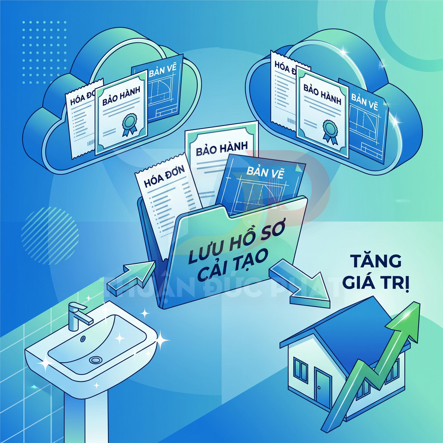 Lưu trữ hóa đơn bảo hành bản vẽ cải tạo nhà vệ sinh giúp tăng giá trị ngôi nhà