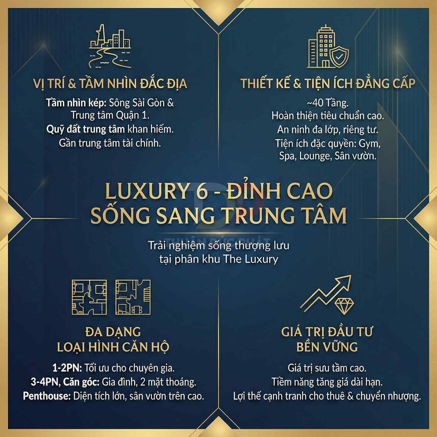 Poster giới thiệu dự án căn hộ cao cấp Luxury 6 tại trung tâm Sài Gòn với vị trí đắc địa và tiện ích sang trọng