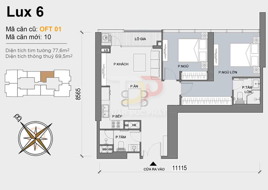 Cho Thuê Căn Hộ Vinhomes Golden River Lux 6 Diện Tích 77,6 Mét Vuông Hai Phòng Ngủ Nội Thất Đầy Đủ Giá 30 Triệu Đồng Một Tháng