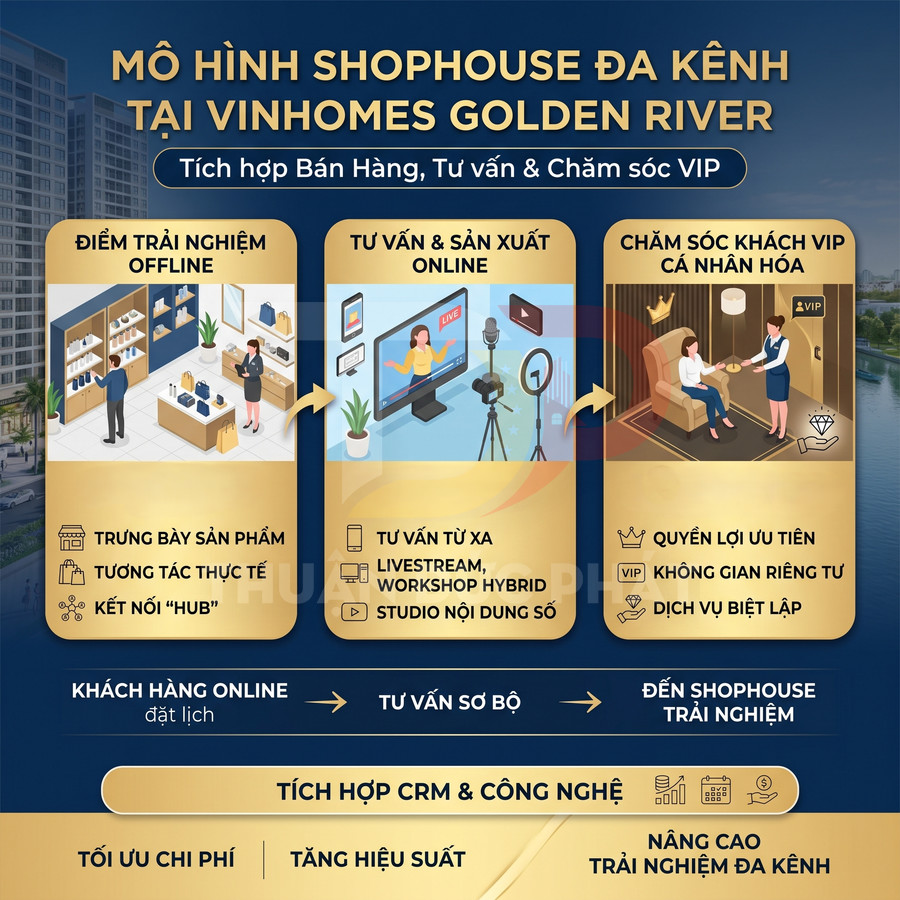 Mô hình shophouse đa kênh tại Vinhomes Golden River với trải nghiệm offline, tư vấn online và chăm sóc khách VIP