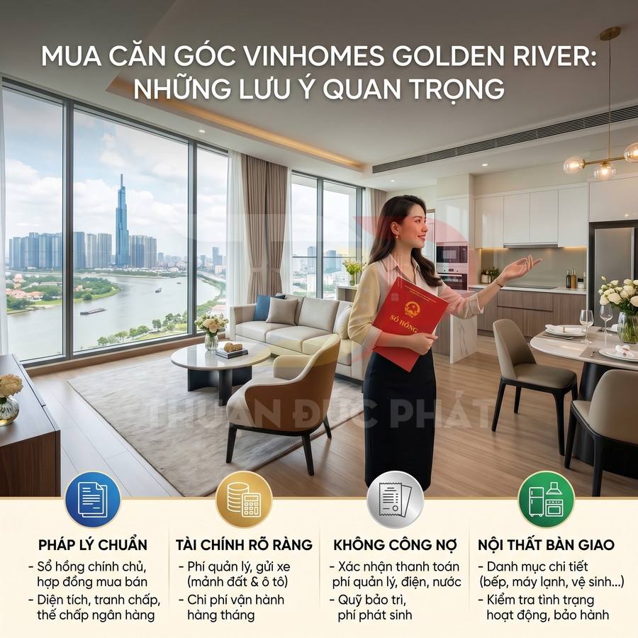 Căn hộ góc Vinhomes Golden River view sông Sài Gòn, nội thất cao cấp và tư vấn viên cầm sổ hồng