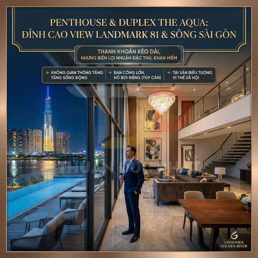 Penthouse Vinhomes Golden River view Landmark 81 và sông Sài Gòn về đêm, nội thất sang trọng, hồ bơi riêng