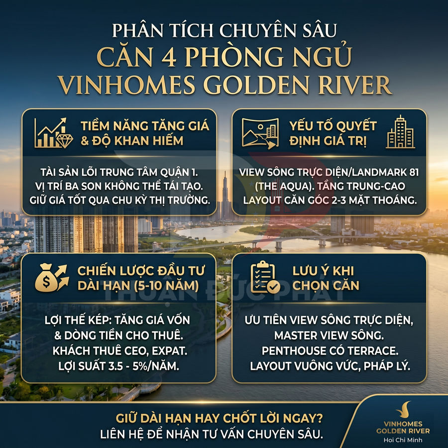 Căn 4 phòng ngủ Vinhomes Golden River giá bao nhiêu và có đáng để nắm giữ dài hạn?