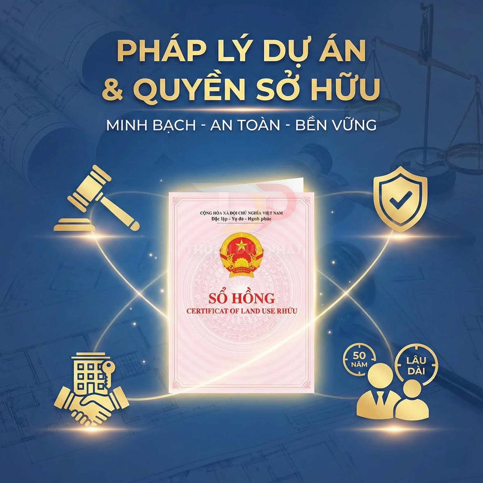 Sổ hồng chứng nhận quyền sử dụng đất với biểu tượng pháp lý minh bạch an toàn bền vững