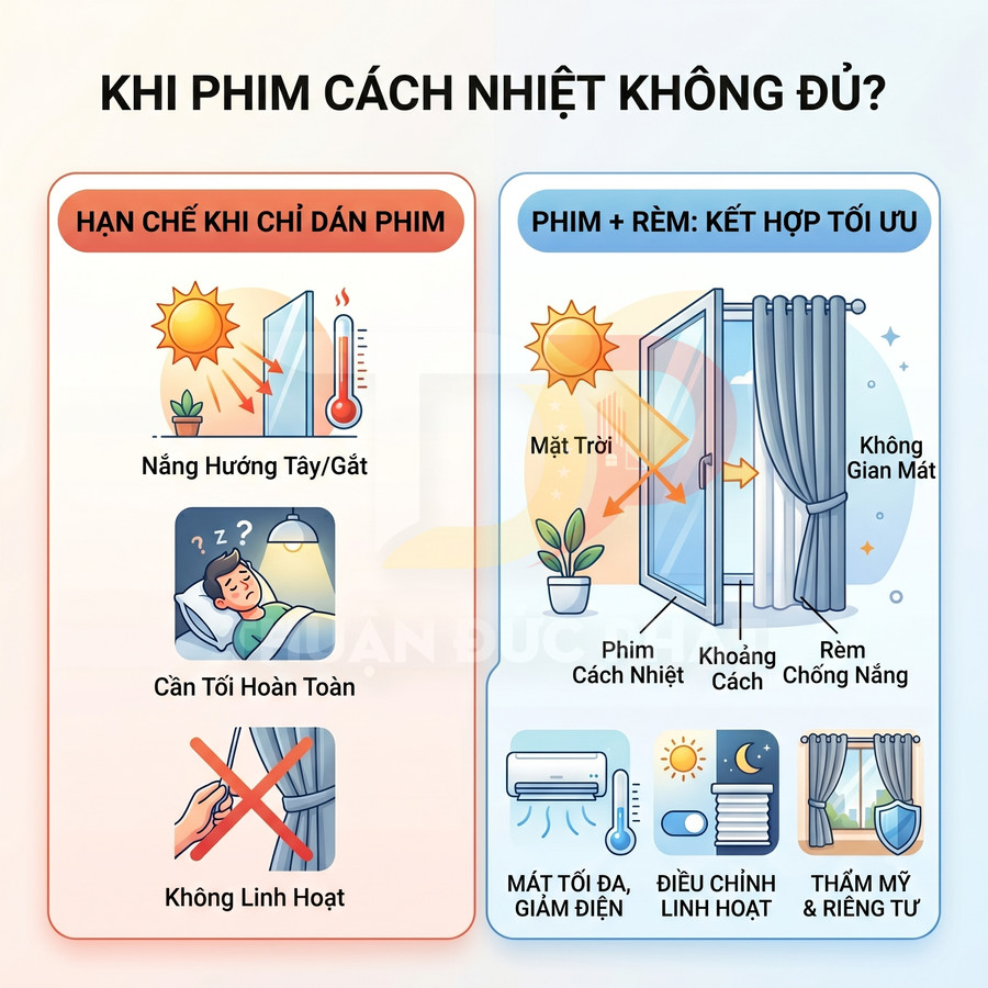 So sánh hiệu quả phim cách nhiệt và rèm chống nắng cho cửa sổ trong việc chống nóng và tiết kiệm điện