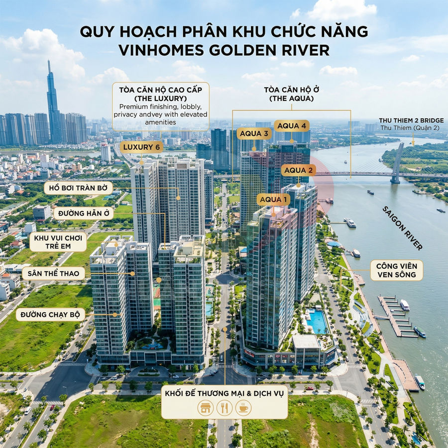 Quy hoạch phân khu chức năng khu căn hộ cao cấp Vinhomes Golden River bên sông Sài Gòn