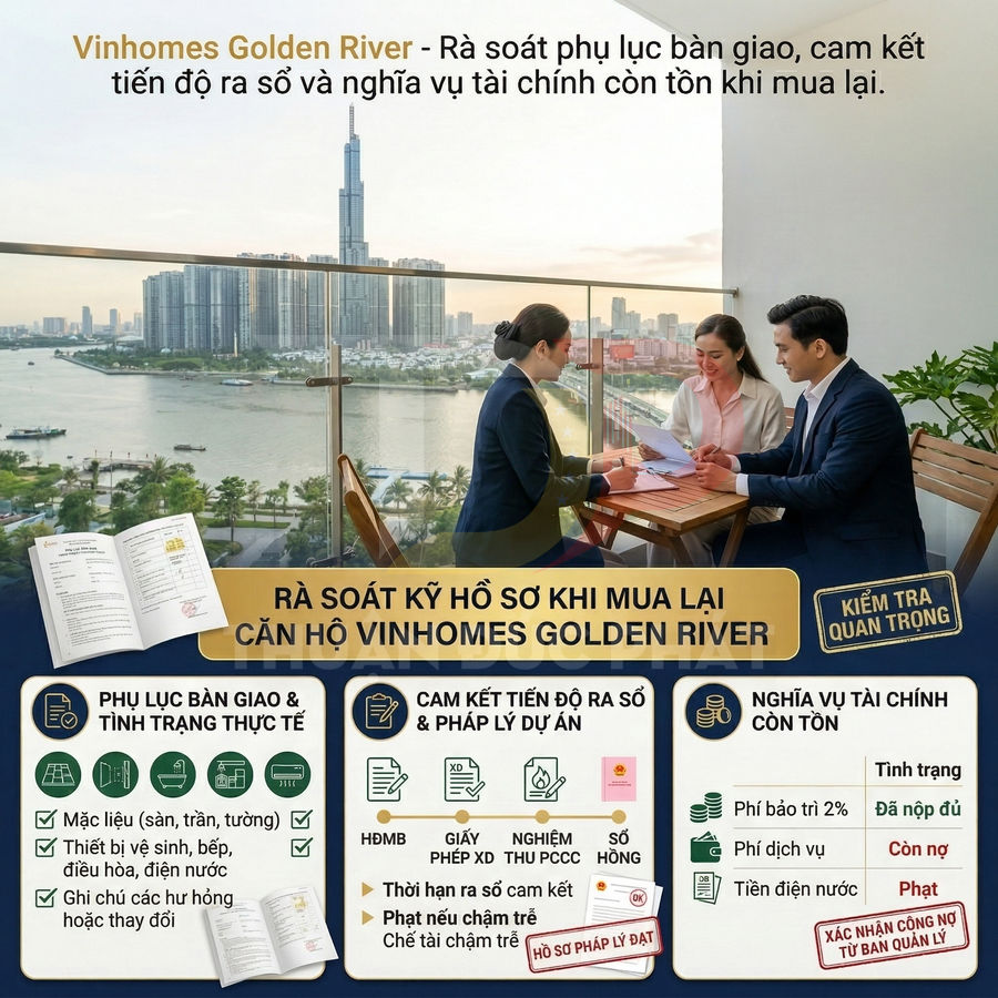 Tư vấn rà soát hồ sơ mua lại căn hộ Vinhomes Golden River với tầm nhìn sông Sài Gòn và Landmark 81