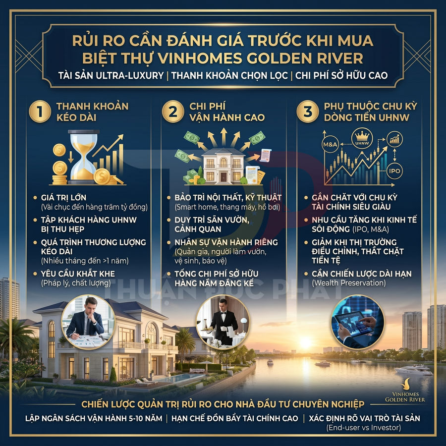 Infographic rủi ro cần đánh giá trước khi mua biệt thự Vinhomes Golden River ultra luxury bên sông