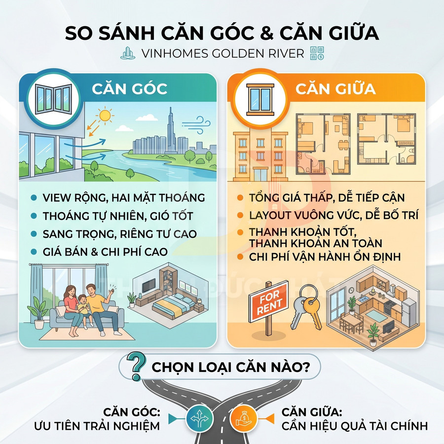 Căn góc Vinhomes Golden River có đáng mua hơn căn giữa không?