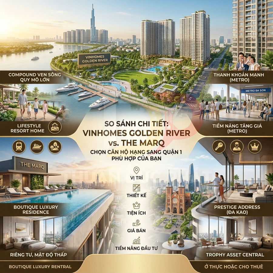Vinhomes Golden River vs The Marq: So sánh tổng quan hai dự án căn hộ hạng sang Quận 1