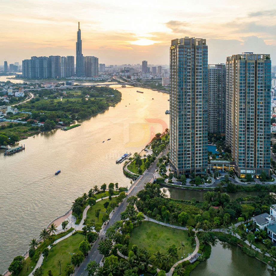 Căn hộ chung cư cao cấp ven sông với công viên xanh và đường dạo bộ tại trung tâm thành phố