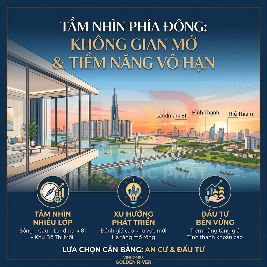 Căn hộ cao cấp Vinhomes Golden River view sông Sài Gòn, nhìn ra Landmark 81 và khu đô thị Thủ Thiêm