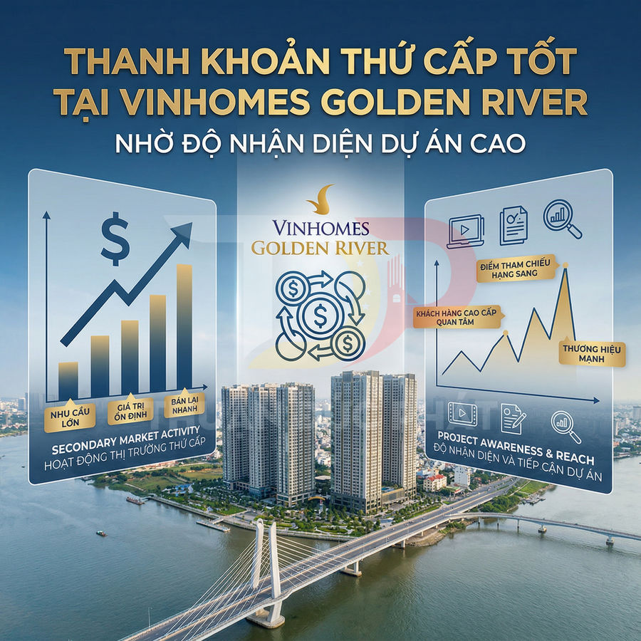 Dự án căn hộ cao cấp Vinhomes Golden River bên sông với biểu đồ thanh khoản và thương hiệu nổi bật
