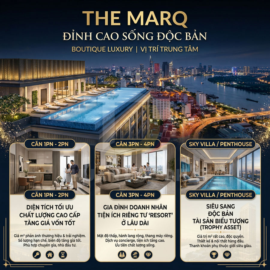 Căn hộ cao cấp The Marq với hồ bơi vô cực trên tầng thượng và nội thất sang trọng trung tâm TP HCM