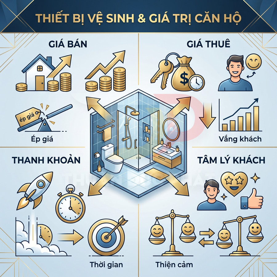 Thiết bị vệ sinh cao cấp trong phòng tắm hiện đại ảnh hưởng giá bán, giá thuê và tâm lý khách mua căn hộ
