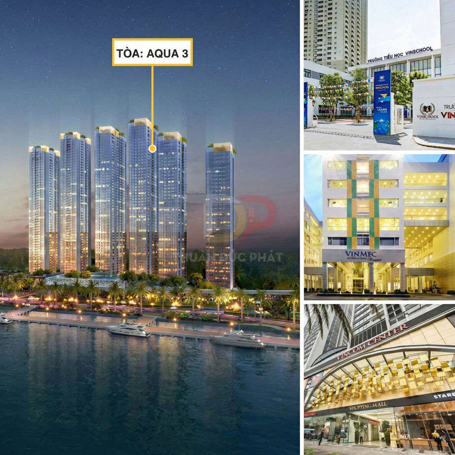 Căn hộ tòa Aqua 3 Vinhomes bên sông và tiện ích Vinschool, Vinmec, Vincom Center xung quanh