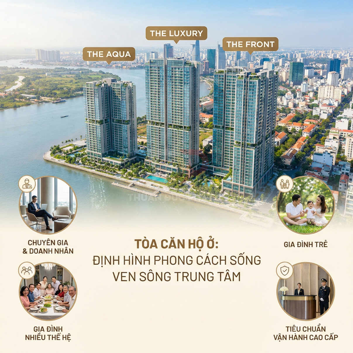 Tổ hợp căn hộ cao cấp ven sông trung tâm thành phố với các tòa The Aqua The Luxury The Front