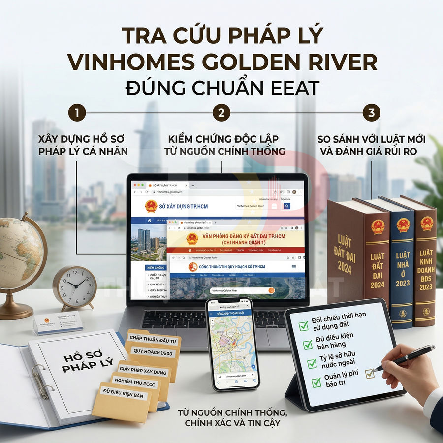 Tra cứu pháp lý dự án Vinhomes Golden River với hồ sơ pháp lý, website cơ quan nhà nước và tài liệu luật đất đai