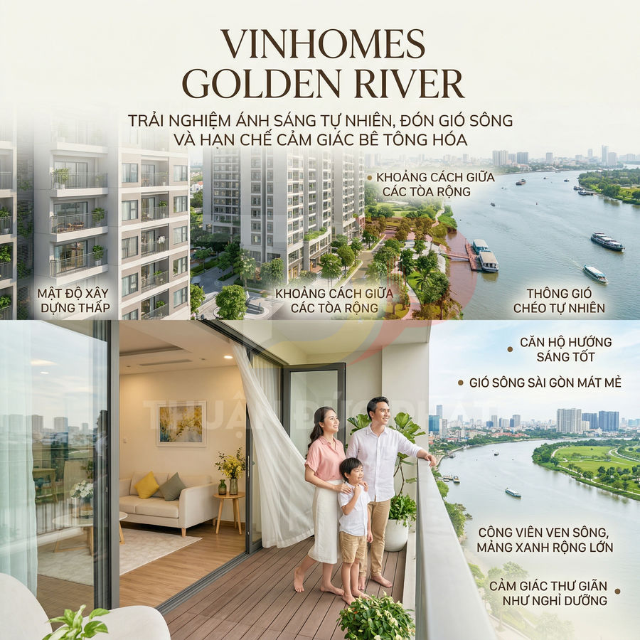 Căn hộ Vinhomes Golden River view sông Sài Gòn, ban công rộng đón gió và ánh sáng tự nhiên