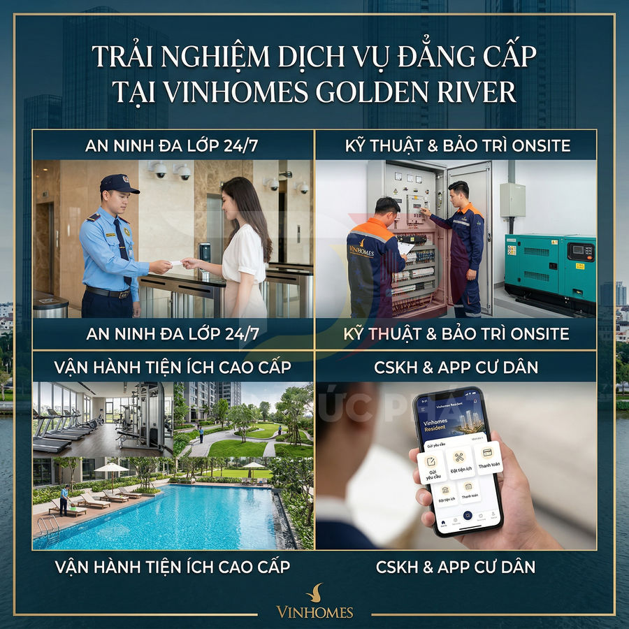 Dịch vụ an ninh, kỹ thuật, tiện ích cao cấp và ứng dụng cư dân tại khu căn hộ Vinhomes Golden River