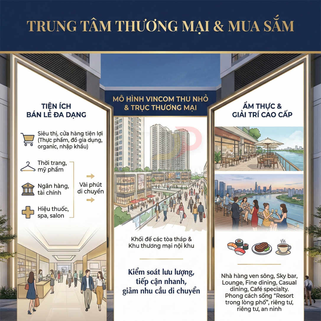 Trung tâm thương mại Vincom thu nhỏ với khu bán lẻ, ẩm thực và giải trí cao cấp ven sông
