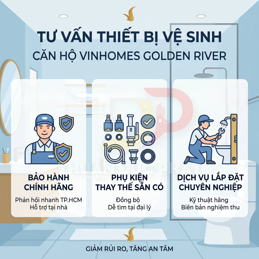 Tư vấn thiết bị vệ sinh căn hộ Vinhomes Golden River, bảo hành chính hãng, phụ kiện thay thế và dịch vụ lắp đặt chuyên nghiệp