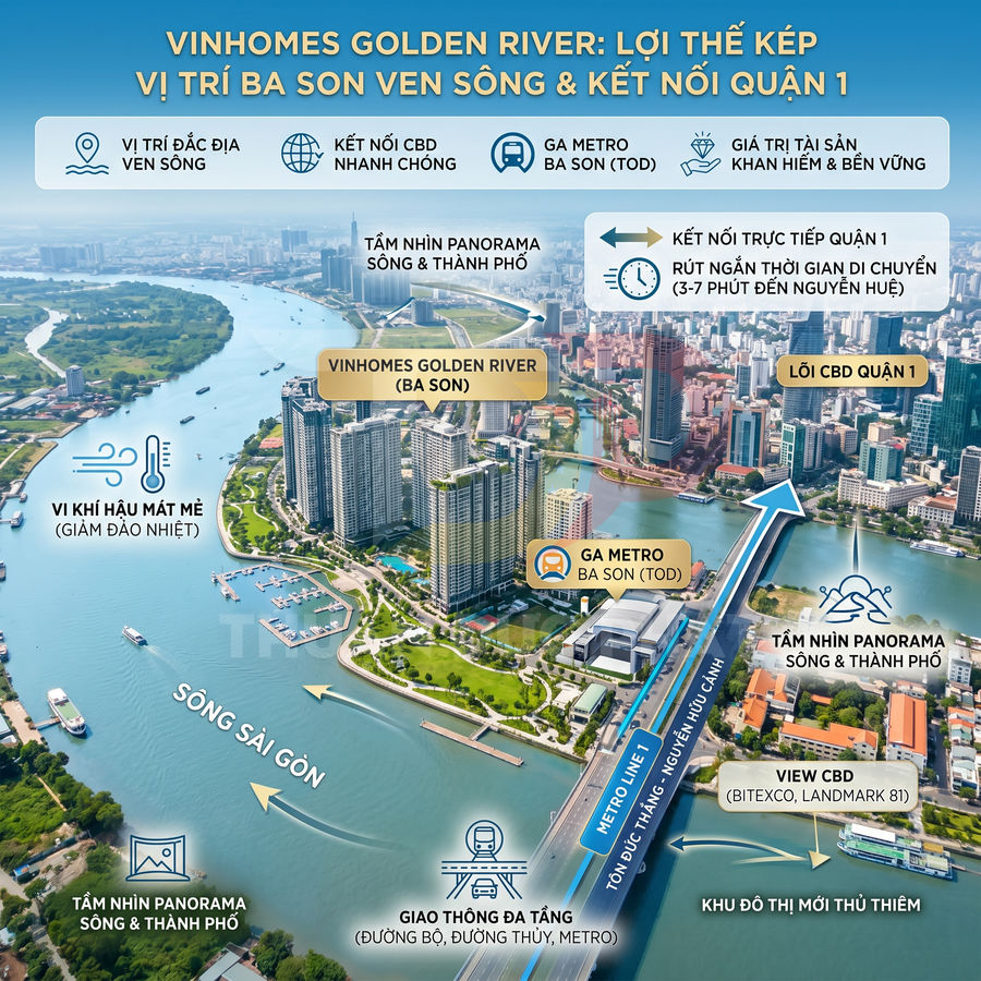 Tổng quan dự án căn hộ Vinhomes Golden River Ba Son ven sông Sài Gòn kết nối nhanh quận 1