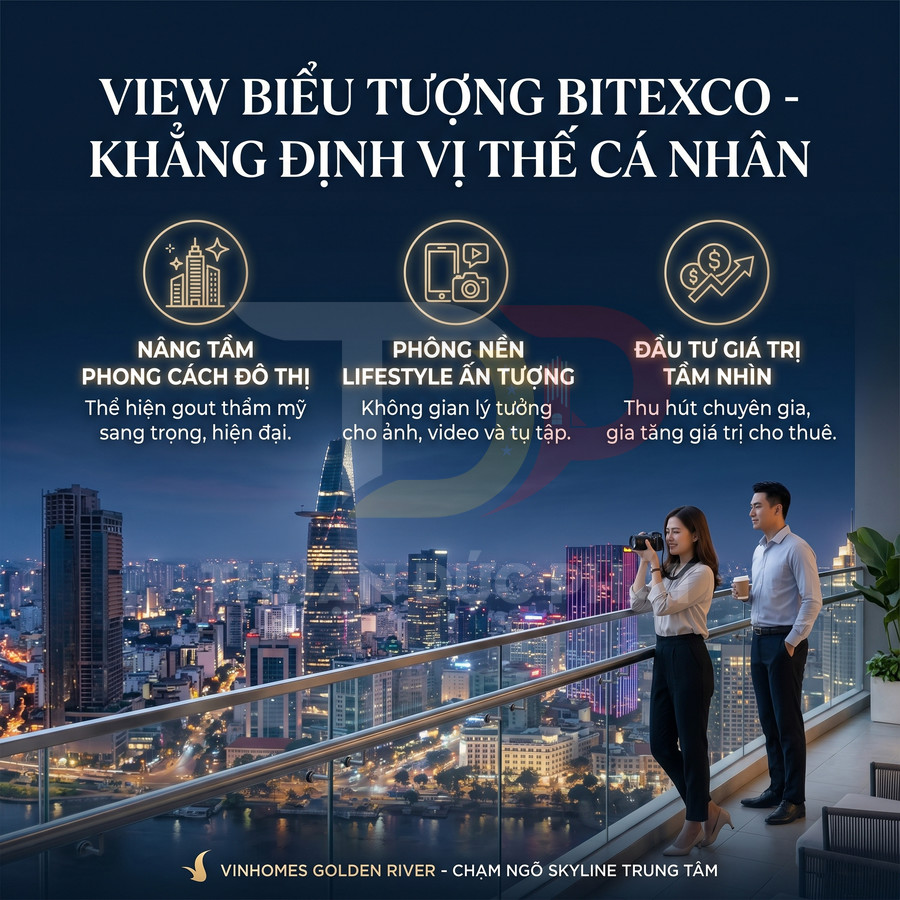 Căn hộ Vinhomes Golden River ban công view Bitexco và skyline Sài Gòn về đêm sang trọng