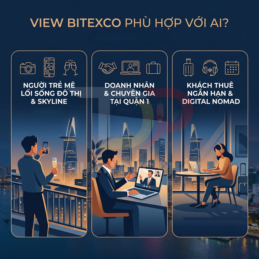Căn hộ view Bitexco cho người trẻ, doanh nhân và digital nomad làm việc, thư giãn nhìn toàn cảnh skyline Sài Gòn