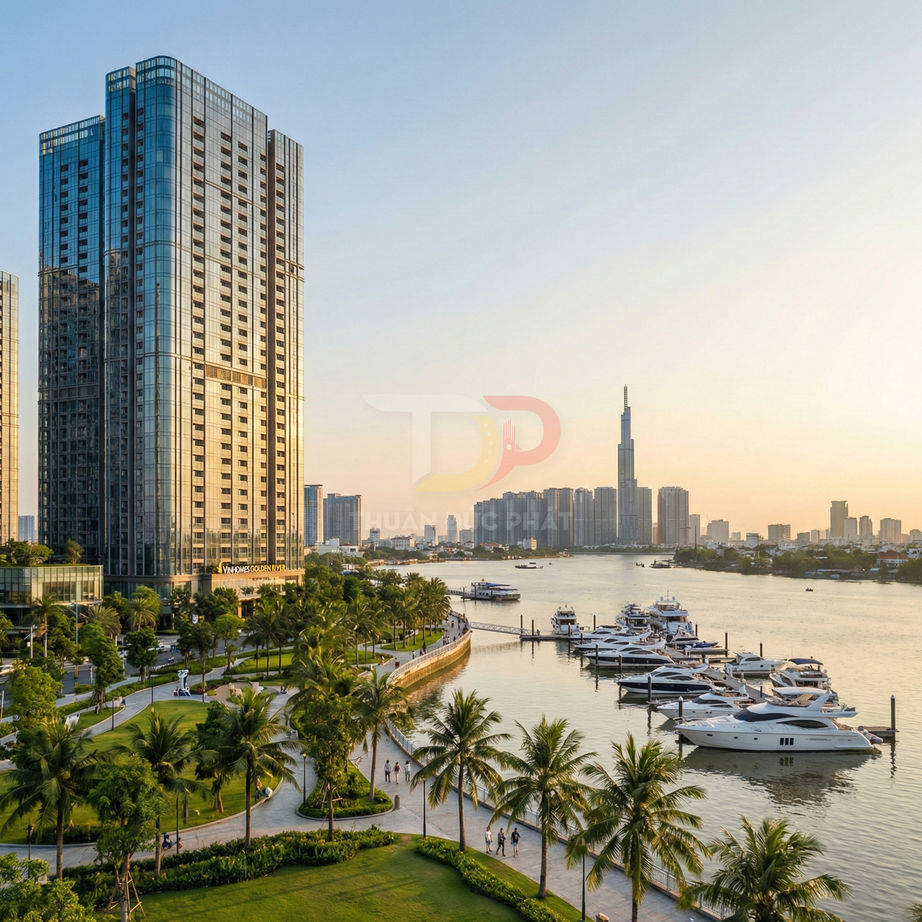 Căn hộ Vinhomes Golden River ven sông Sài Gòn với bến du thuyền và công viên cây xanh