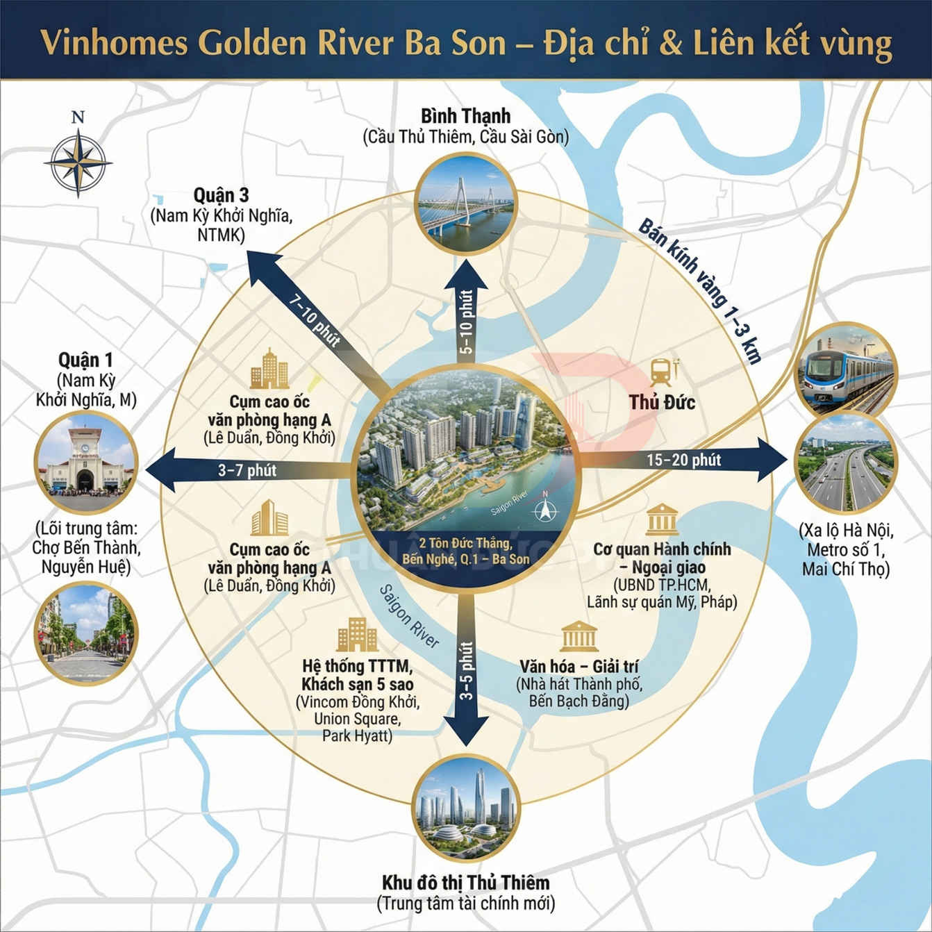 Bản đồ vị trí và liên kết vùng dự án căn hộ Vinhomes Golden River Ba Son tại trung tâm TP HCM