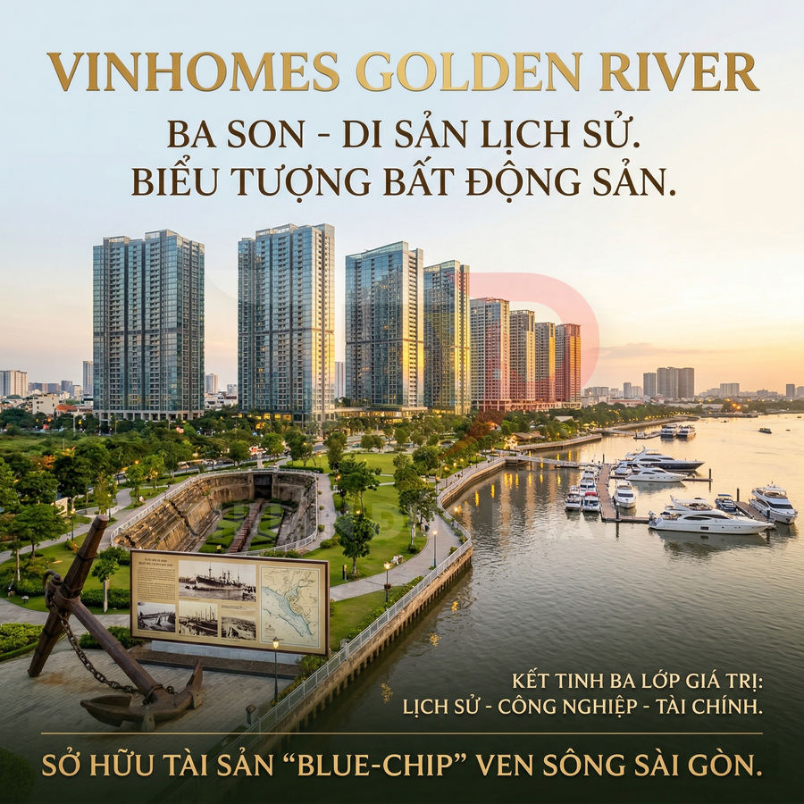 Khu căn hộ cao cấp Vinhomes Golden River Ba Son ven sông Sài Gòn với bến du thuyền và công viên xanh