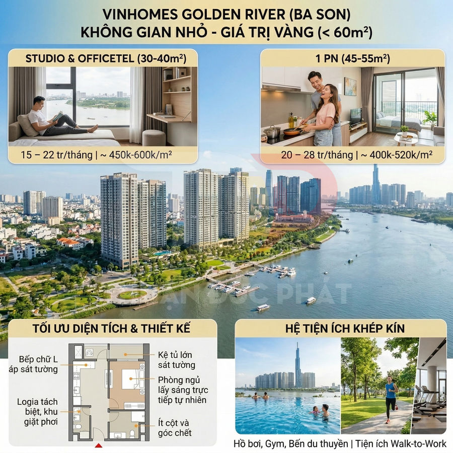 Căn hộ Vinhomes Golden River Ba Son diện tích nhỏ, thiết kế tối ưu, tiện ích hồ bơi gym bến du thuyền