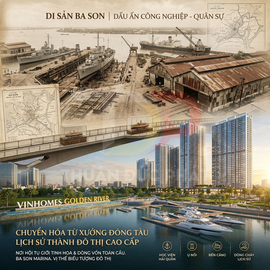 Vinhomes Golden River bên sông Sài Gòn với bến du thuyền sang trọng trên nền di sản Ba Son