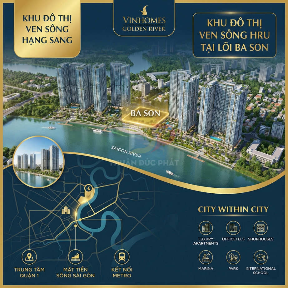Phối cảnh dự án căn hộ cao cấp Vinhomes Golden River Ba Son ven sông Sài Gòn tại trung tâm quận 1