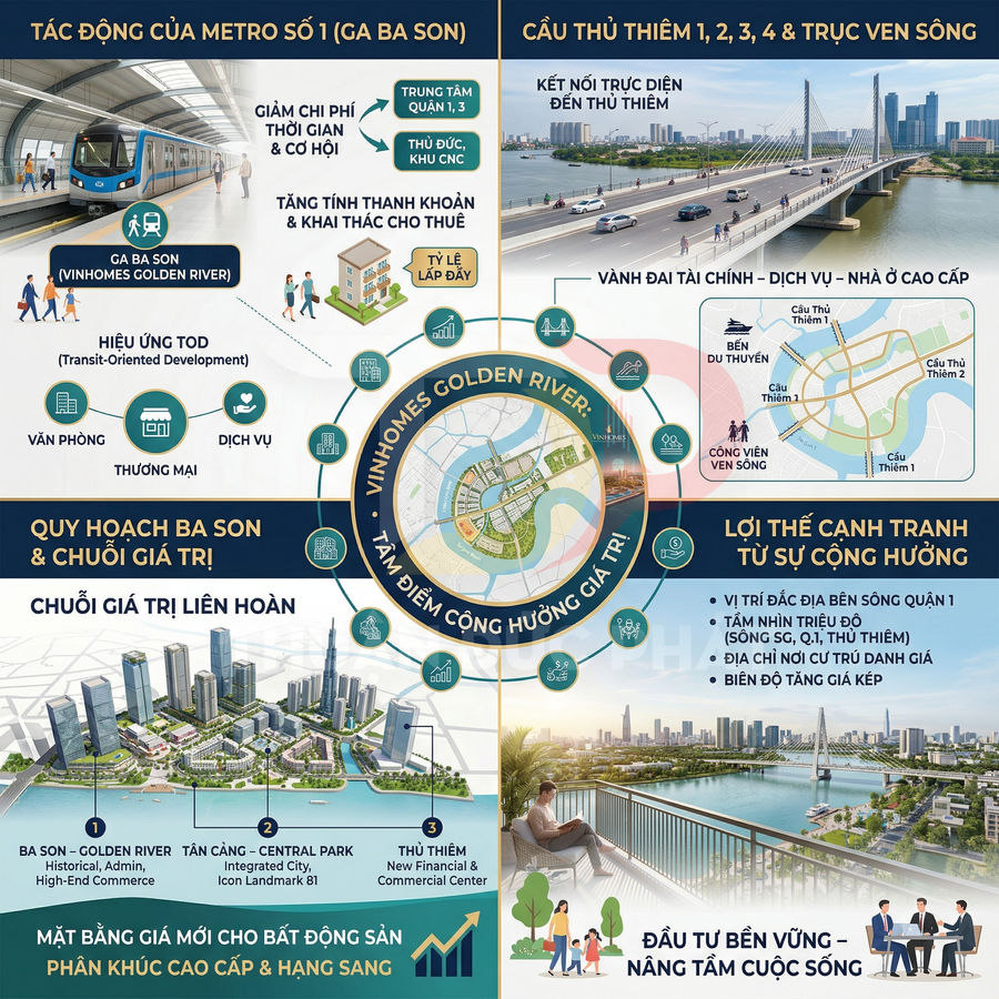 Infographic giới thiệu dự án bất động sản Vinhomes Golden River tại Ba Son bên sông Sài Gòn