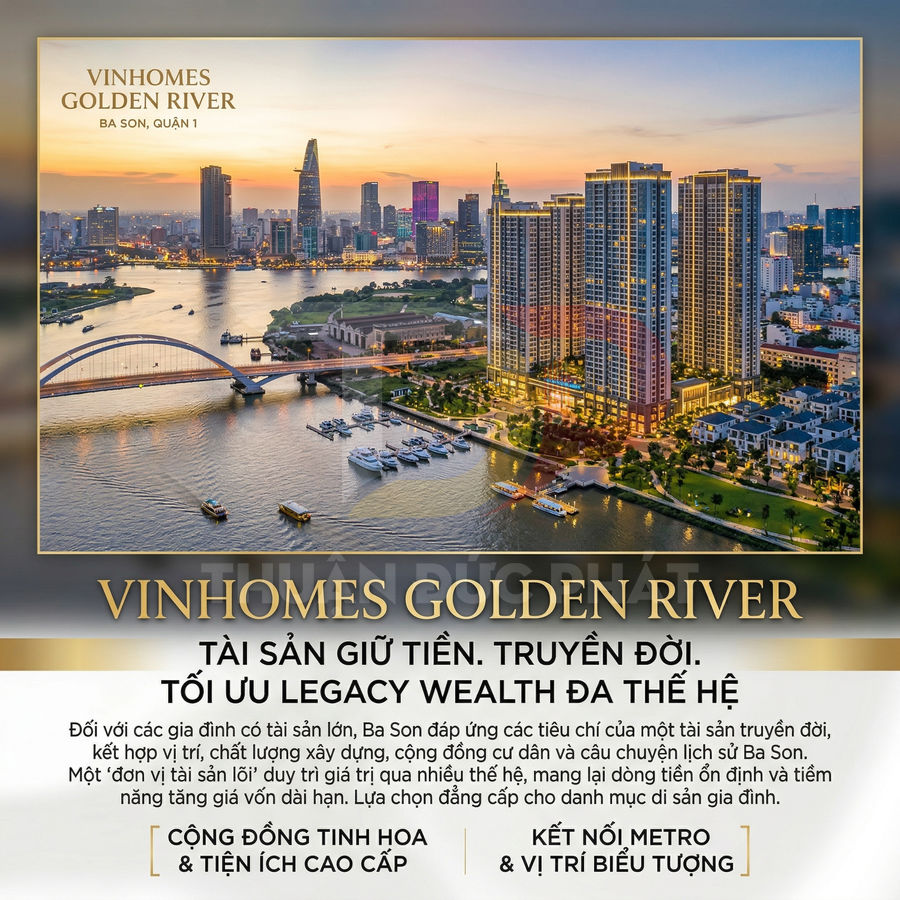 Dự án căn hộ cao cấp Vinhomes Golden River Ba Son bên sông Sài Gòn nhìn từ trên cao
