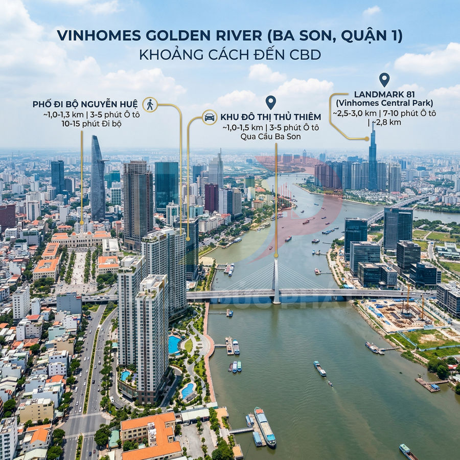 Toàn cảnh dự án Vinhomes Golden River Ba Son bên sông Sài Gòn, gần phố đi bộ Nguyễn Huệ và Landmark 81