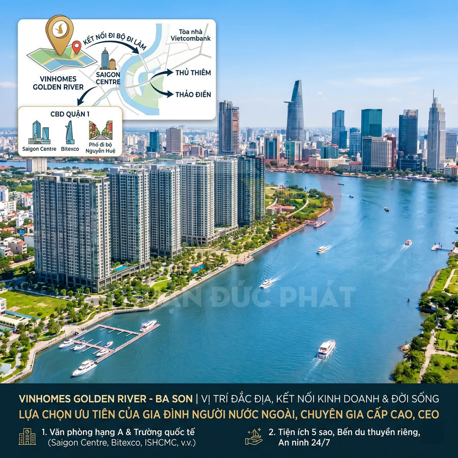 Khu căn hộ Vinhomes Golden River Ba Son ven sông Sài Gòn với bến du thuyền và trung tâm tài chính quận 1