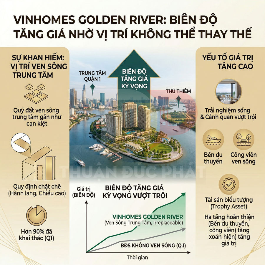 Dự án căn hộ cao cấp Vinhomes Golden River ven sông Sài Gòn với bến du thuyền và tiện ích hiện đại