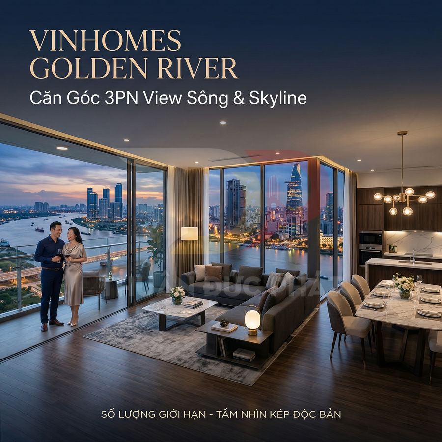 Căn hộ Vinhomes Golden River 3 phòng ngủ cao cấp view sông và skyline thành phố về đêm